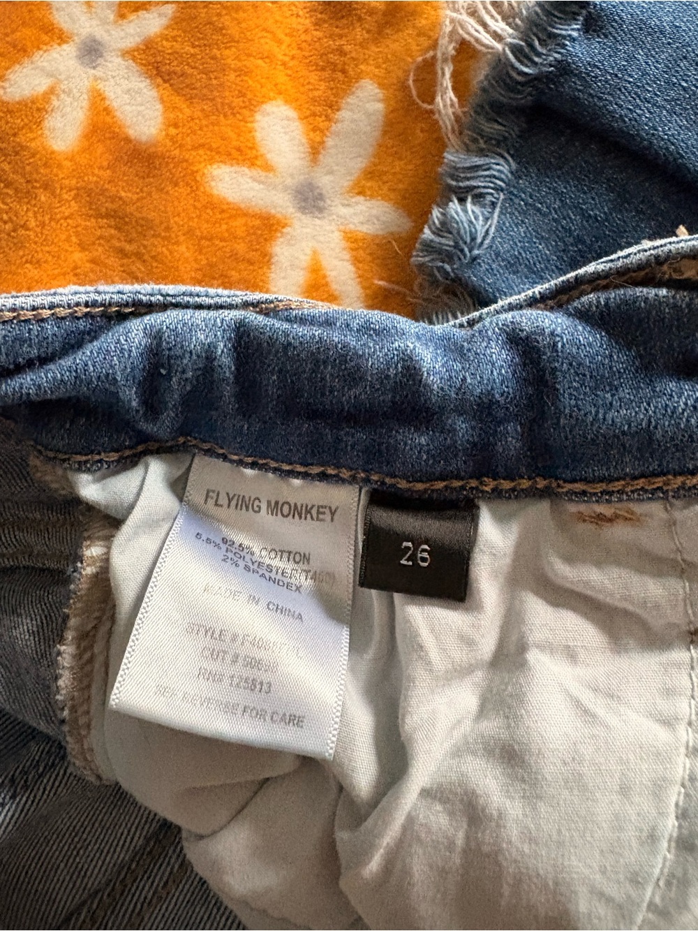 Flying Monkey Blue Distressed Wide-Leg Jeans with Frayed Hem - Picture 2 of 3